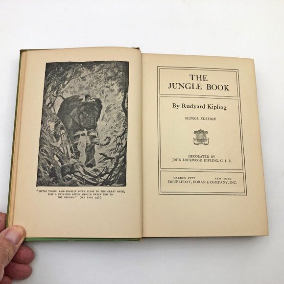 The Jungle Book Rudyard Kipling School Edition Doubleday Doran w/News Clippings - Picture 6 of 10